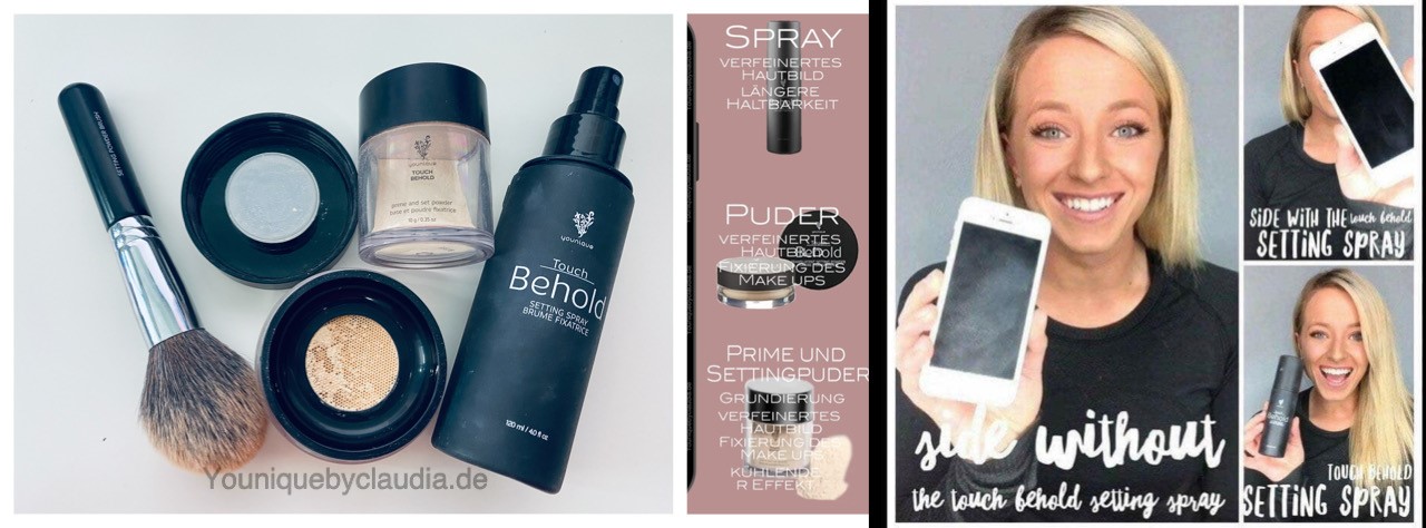 Younique Erfahrungsbericht Settingpuder Settingspray Halt vorher nachher