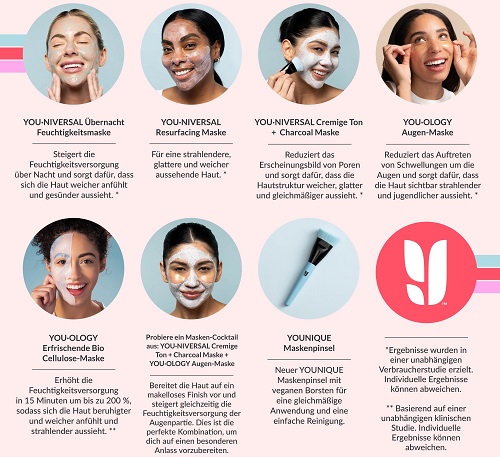 Younique Youology Youniversal Masken Übersicht Anwendung